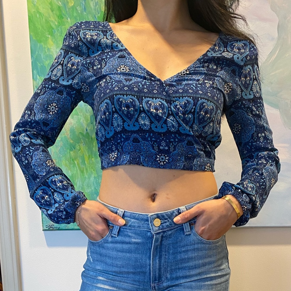 Hollister Boho Blue Crop Top